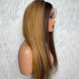【Solo-Piece】360 Transparent Lace Ombre Color 20inch 150% Wig - Yaki Straight