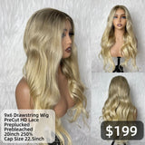 【Solo-Piece】9x6 PreCut HD Lace 20inch 250% density Ash Blonde Ombre Color Drawstring Wig - Body Wave Wavy