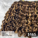 【Solo-Piece】Soft Feather Crochet 100% Human Hair 14inch 4 bundles