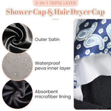 Triple Layer Large Shower Cap Reusable Bath Caps Long Thick Hair Waterproof Washable Soft Bathing Caps for Women Men Hair Care