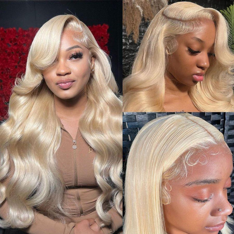 Full Lace HD/TRANSPARENT LACE PRE-PLUCKED 613 Blonde Color HUMAN HAIR WIGS WITH TRANSPARENT DRAWSTRING - BODY WAVE