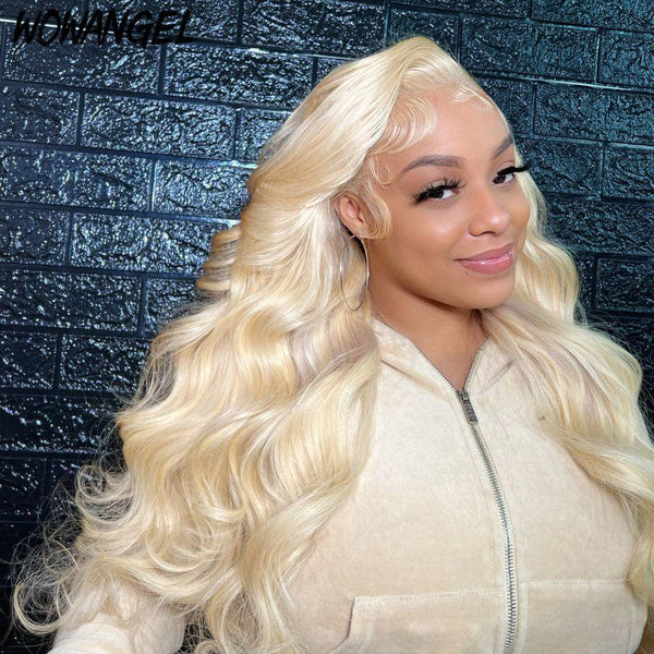 Full Lace HD/TRANSPARENT LACE PRE-PLUCKED 613 Blonde Color HUMAN HAIR WIGS WITH TRANSPARENT DRAWSTRING - BODY WAVE