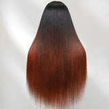 Upgraded EasiContour V-Part Glueless Reddish Brown Ombre Color Wig With New Drawcord - Light Yaki Straight