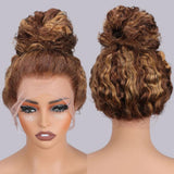 【Upgraded】PreCut 4-Line Invisible Strap 360 HD Lace Highlight Color Wig - Deep Wave