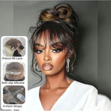 【Upgraded】PreCut 4-Line Invisible Strap 360 HD Lace Highlight Color Wig - Body Wave Wavy