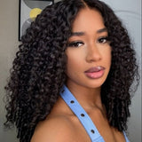 【Upgraded】PreCut 4-Line Invisible Strap 360 HD Lace Wig - Curly with Finger Coil Ends