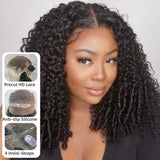 【Upgraded】PreCut 4-Line Invisible Strap 360 HD Lace Wig - Curly with Finger Coil Ends