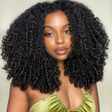 【Upgraded】PreCut 4-Line Invisible Strap 360 HD Lace Wig - Curly with Finger Coil Ends