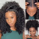 【Upgraded】PreCut 4-Line Invisible Strap 360 HD Lace Wig - Curly with Finger Coil Ends