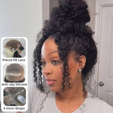【Upgraded】PreCut 4-Line Invisible Strap 360 HD Lace Wig - Curly