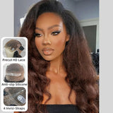 【Upgraded】PreCut 4-Line Invisible Strap 360 HD Lace Wig - Kinky Wave
