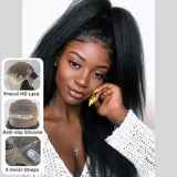 【Upgraded】PreCut 4-Line Invisible Strap 360 HD Lace Wig - Yaki Straight