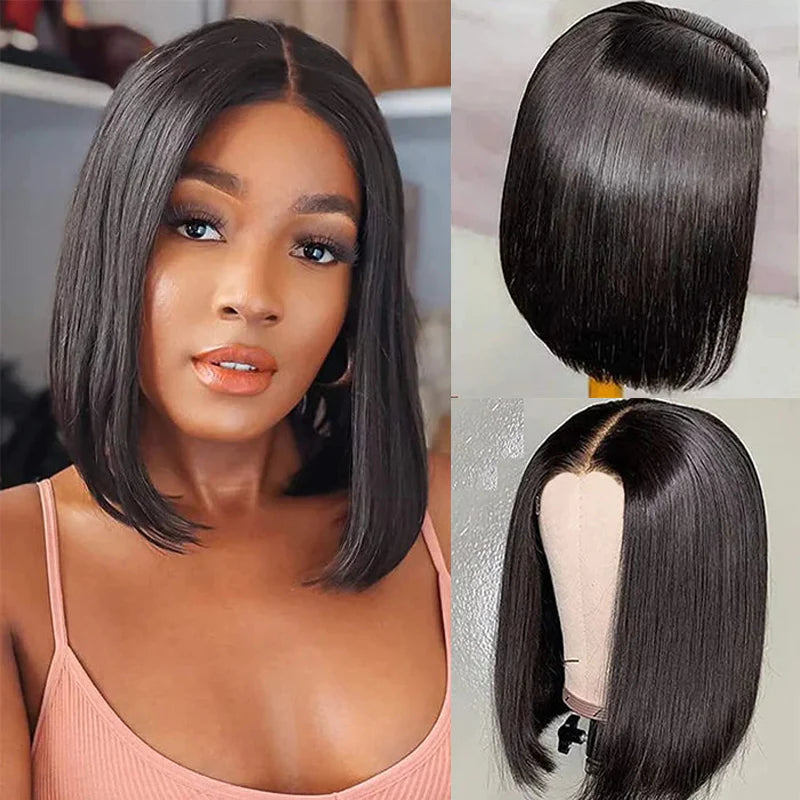 Half Price/// 13x4 Transparent Lace Front Human Hair Wig - Straight Bob