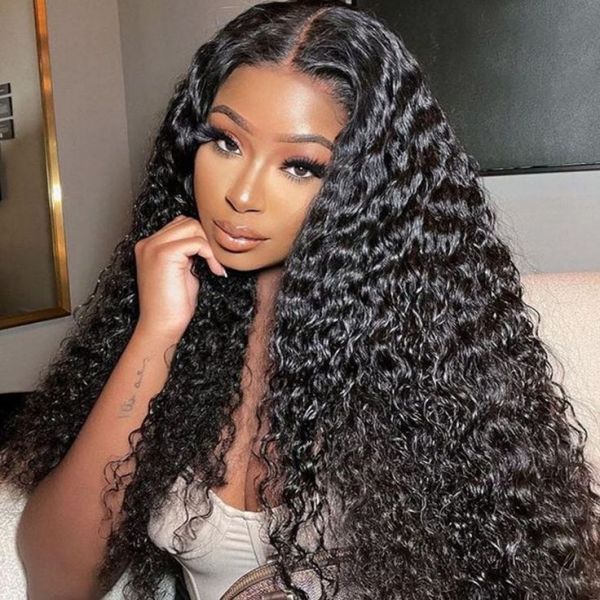 4x4/13x4/13x6/Full Frontal/360/Full Lace Transparent Lace Jet Black 1# Color Wig - Deep Wave