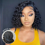 “Whole Air Cap” 5x5 /13x6 Fitted Bye~Bye~KNOTS HD Lace Bob Wig - 2 in 1  Wet and Wave