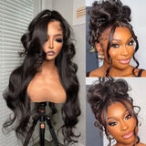 WHOLE LACE NO MESH HD LACE HUMAN HAIR WIG WITH Invisible Strap - Body Wave