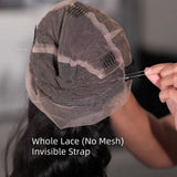WHOLE LACE NO MESH HD LACE HUMAN HAIR WIG WITH Invisible Strap - Curly