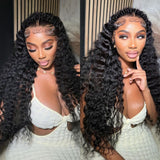 WHOLE LACE NO MESH HD LACE HUMAN HAIR WIG WITH Invisible Strap - Deep Wave