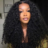 WHOLE LACE NO MESH HD LACE HUMAN HAIR WIG WITH  Invisible Strap - Kinky Curly