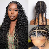 WHOLE LACE NO MESH HD LACE HUMAN HAIR WIG WITH Invisible Strap - Water Wave