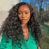 WHOLE LACE NO MESH TRANSPARENT LACE HUMAN HAIR WIG WITH Invisible Strap - LOOSE WAVE
