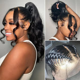 WHOLE LACE NO MESH TRANSPARENT LACE HUMAN HAIR WIG WITH Invisible Strap - BODY WAVE