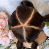 WHOLE LACE NO MESH TRANSPARENT LACE HUMAN HAIR WIG WITH Invisible Strap - LIGHT YAKI STRAIGHT