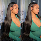 WHOLE LACE NO MESH TRANSPARENT LACE HUMAN HAIR WIG WITH Invisible Strap - STRAIGHT