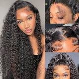 WHOLE LACE NO MESH TRANSPARENT LACE HUMAN HAIR WIG WITH Invisible Strap - CURLY