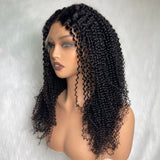 WHOLE LACE NO MESH TRANSPARENT LACE HUMAN HAIR WIG WITH Invisible Strap - Kinky Curly