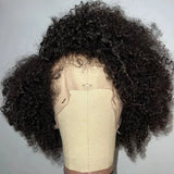 WHOLE LACE NO MESH TRANSPARENT LACE HUMAN HAIR WIG WITH Invisible Strap - Afro Kinky Curly