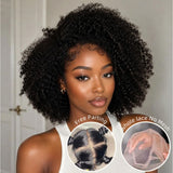 WHOLE LACE NO MESH TRANSPARENT LACE HUMAN HAIR WIG WITH Invisible Strap - Afro Kinky Curly