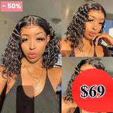 HALF PRICE /// Full Lace/13x4 Transparent Lace Human Hair Wig - Water Wave  Bob