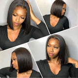 Short Straight Bob Wig 4X4 Lace Closure Human Hair Wigs