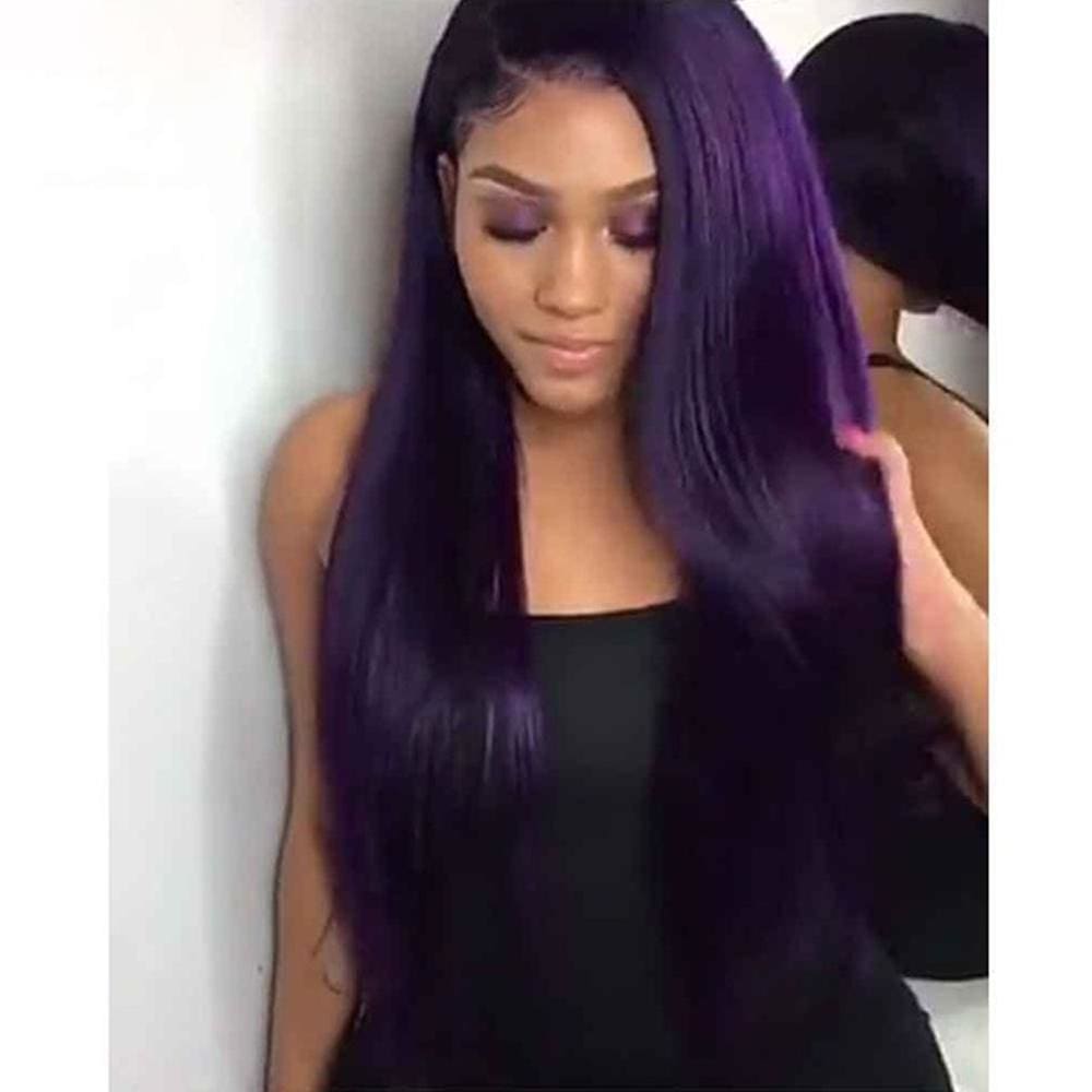 Adora丨1B Purple Human Hair Wig Colored Ombre 13X4 Lace  display picture 2