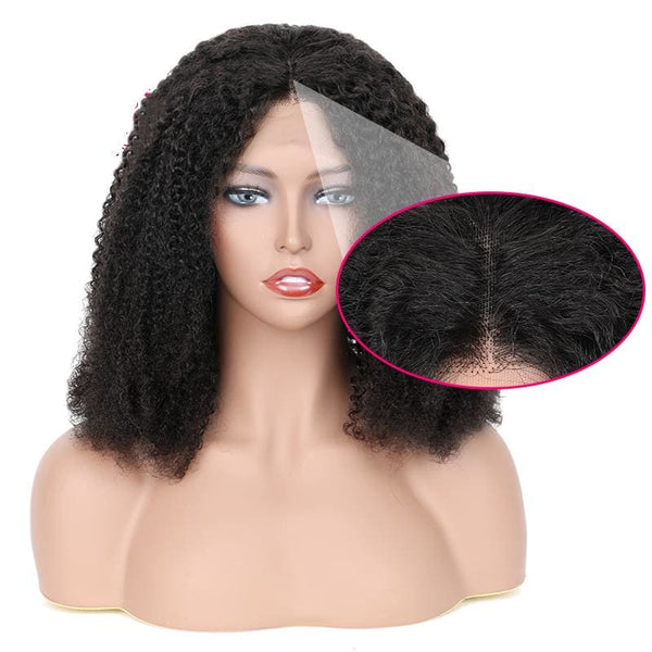 Amber 13x6 Lace Front Wig Kinky Curly Short Bob wig Natural Color Human Hair