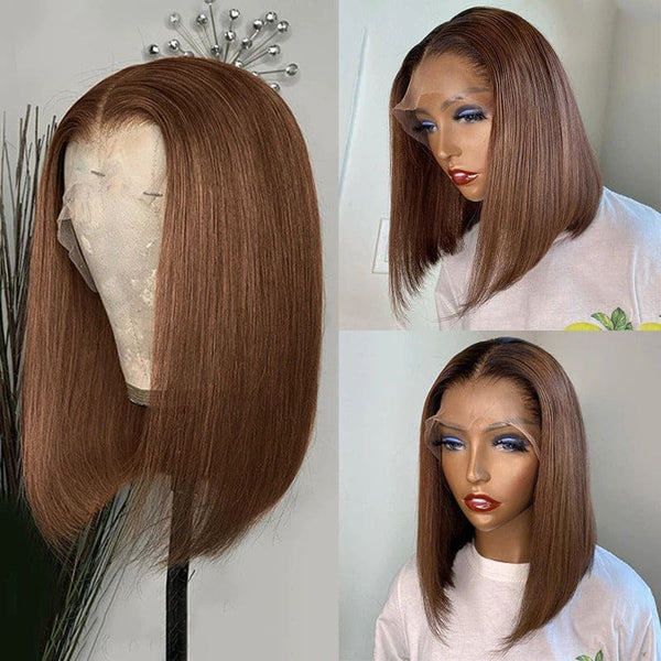 Chocolate Brown Straight 13X4  Lace Front  Human Hair Wigs