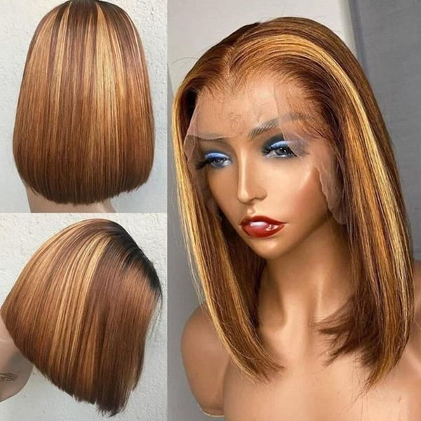 Edwina Highlight Blonde Bob Silky Straight 13x4 Lace Front Wig