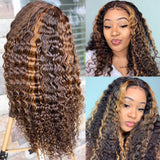 Highlight Human Hair Wigs  Lace Wig Deep Curly