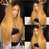 Iris 150% Ombre  Color 1b\27 Pre Pluck Human Hair Lace Front  Wigs