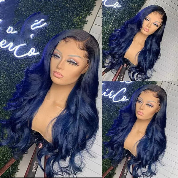 Lyra Ombre Navy Blue Preplucked Body Wave Lace Front Wig