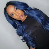 Lyra Ombre Navy Blue Preplucked Body Wave Lace Front Wig