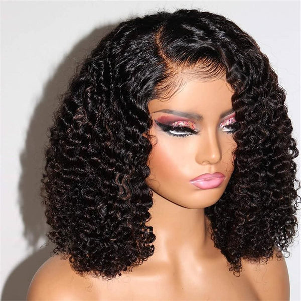 Phoebe Kinky Curly Short Bob Wig 360 Lace Front Human Hair Wigs