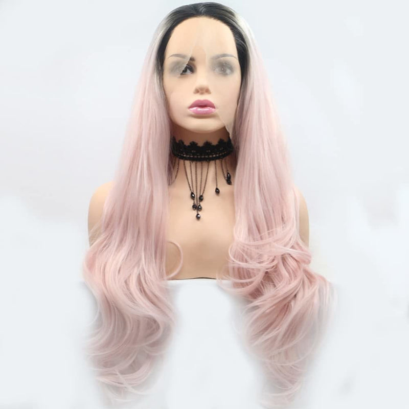Sythetic Lace Front Wig Ombre Pink