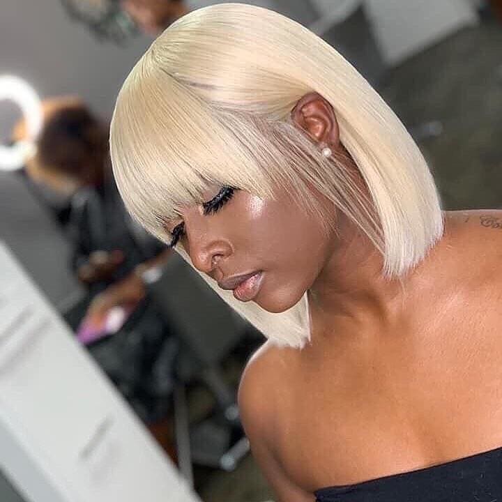 Zoe 13*6 613 Blonde Natural Straight Lace Front Wigs With Bang